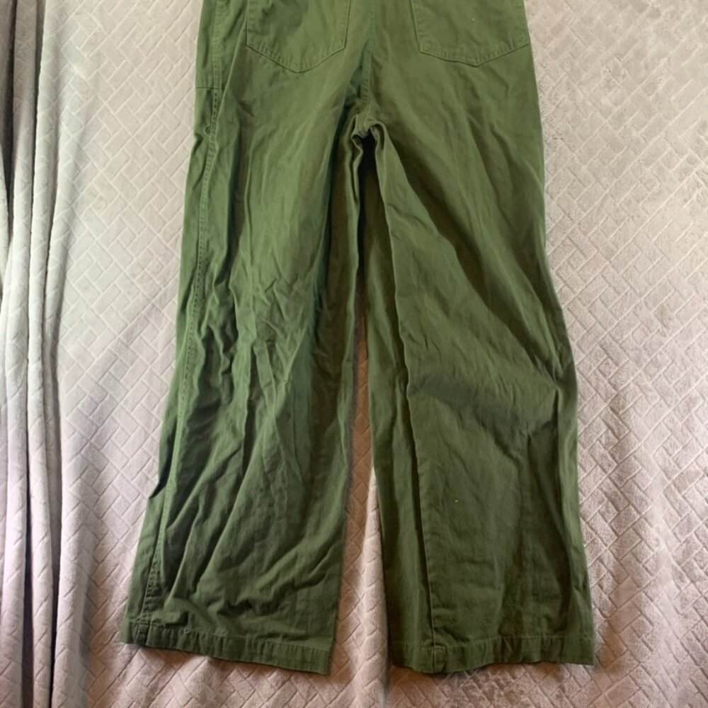 Forever 21 Jumpsuit Womens Medium Army Green Short Sleeve Wide Leg - Picture 13 of 14